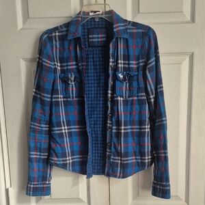 Abercrombie & Fitch Plaid Flannel XS Reversible Button Down 2-in-1 Grunge Shirt